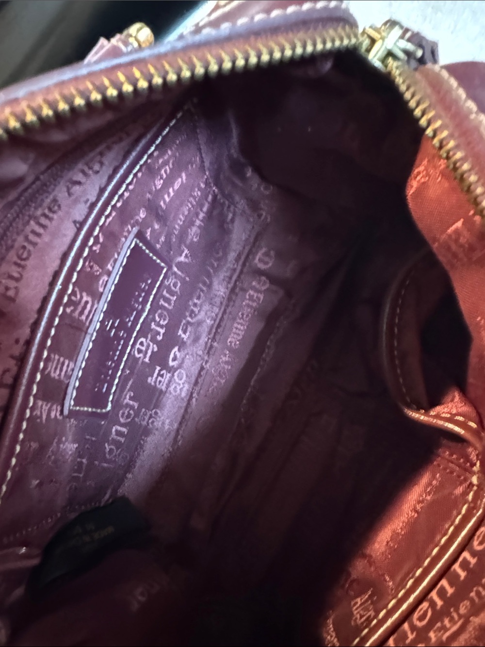 Etienne Aigner Burgundy Patterned Satchel with Matching Wallet - Picture 5 of 9